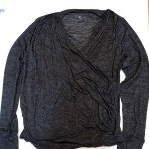 Shimmery Athleta faux wrap top